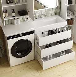 Style Line Тумба с раковиной Даллас 150 R 3 ящика под стиральную машину – фотография-3